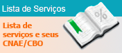 Lista de alíquotas para as atividades e seus serviços.